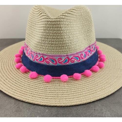 Boho Style Sun Hat Wide Brim Floppy Summer Hats For Women Beach Panama Straw Dome Flower Hat Femme Shade Hat