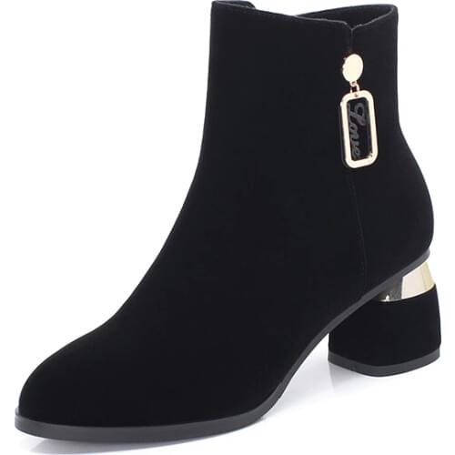 2019Vangull Women Boots British style flock velvet stretch boots casual fashion internal leather European and American all match