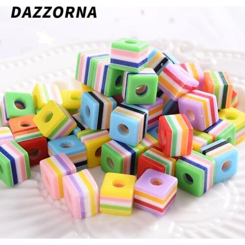 9X9mm Mixed Color Resin Beads Colorful Square Loose Beads for Diy Handmade Jewelry Making Bracelet Necklace Accessories