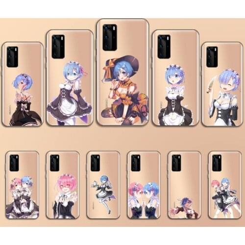 Hot Anime ReZERO Ram Rem Phone Case Transparent for Huawei P20 P30 P40 lite pro P smart 2019 honor 8x 10i