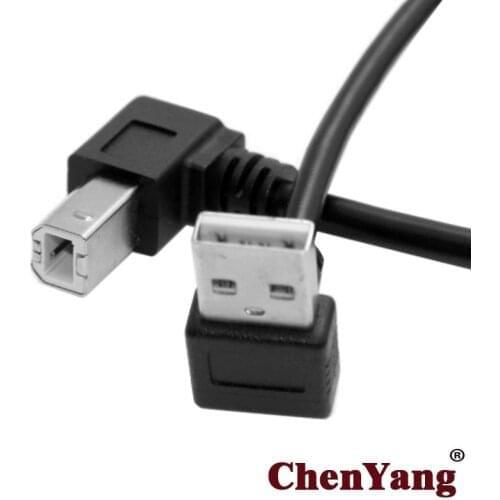 CYSM 35cm B Male Up Angled 90 Degree Printer Scanner HDD to Down Angled USB 2.0 A Male Cable