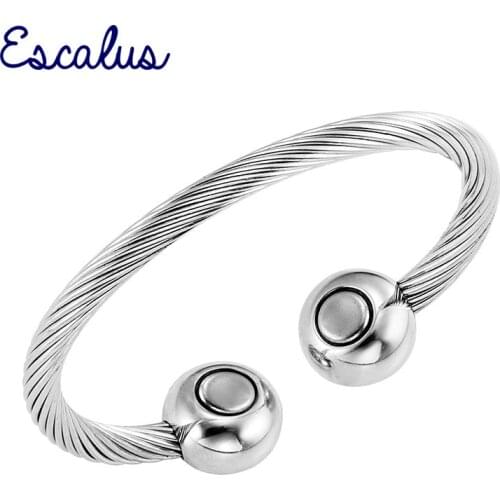 Escalus Women Shiny Silver Color Size Adjustable Magnetic Resizable Copper Charm Ring Female Magnet Ladies Finger Wear Jewelry
