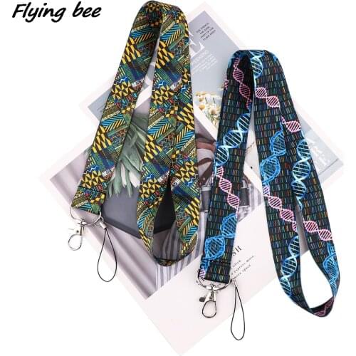 Flyingbee Medical Theme DNA Doctor Nurse Neck Strap ID Card Holder Bus Card Holder Lanyard For Keys Phone DIY Hang Rope X1908