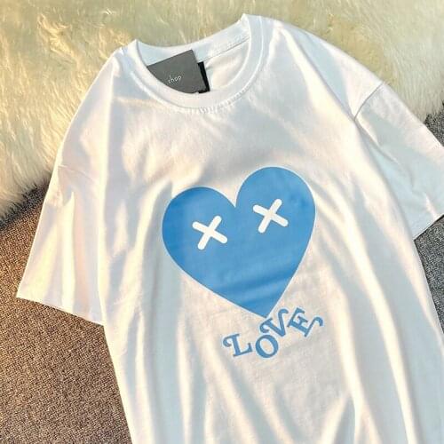 Printing T-shirt Summer Short-Sleeved Round Neck Mens Fashion Loose Cotton All-match Style INS Lovers Student BF