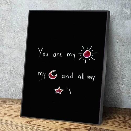 Canvas Hd Printed You Are My Sun Home White Letters Decoration Painting Poster Wall Art Cute Picture For Bedroom Modular Framed