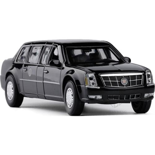 1/32 Diecast USA DTS Presidential Car Alloy Car Model Army One Metal Luxury Car Cadillac Vehicle Auto Toys With Sound And Lights