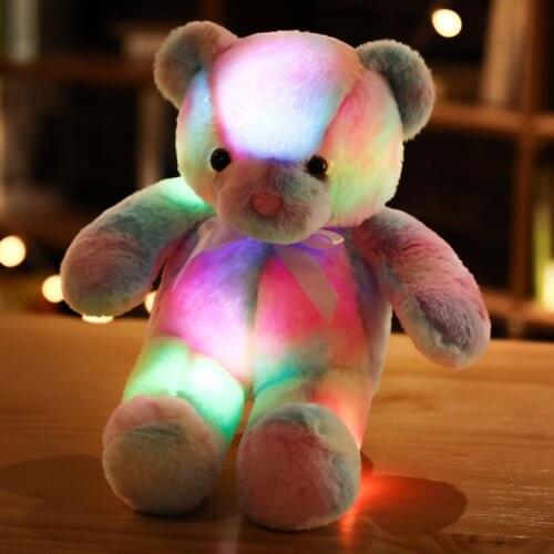 30cm/50cm Colorful Luminous Teddy Bear LED Light Plush Pillow Cushion Kids Toys Stuffed Animal Doll Birthday Gift for Children
