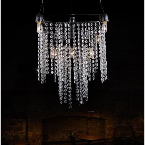Creative Iron River Crystal pendant lights Hotel Villa Lobby lamp Retro Loft Living Room Restaurant pendant lamps ZA SJ109