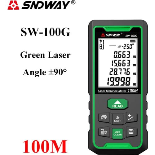 SNDWAY Laser Distance Meter Green Rangefinder 100m 70m 50m Range Finder Trena Tape Measure Electronic Level Ruler Roulette Tool