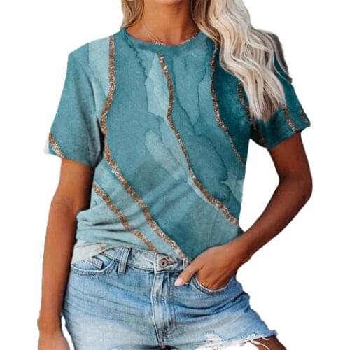 Summer Tops Women Color Block Print Summer Round Neck Short Sleeve Plus size Loose T-shirt Summer Street Style 2021 футболка