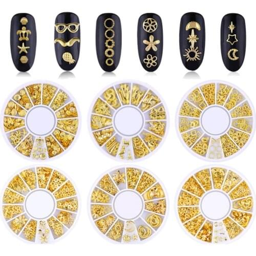 3D Metallic Metal Rivet Heart Moon Star Nail Tips Decorations Manicure Tools