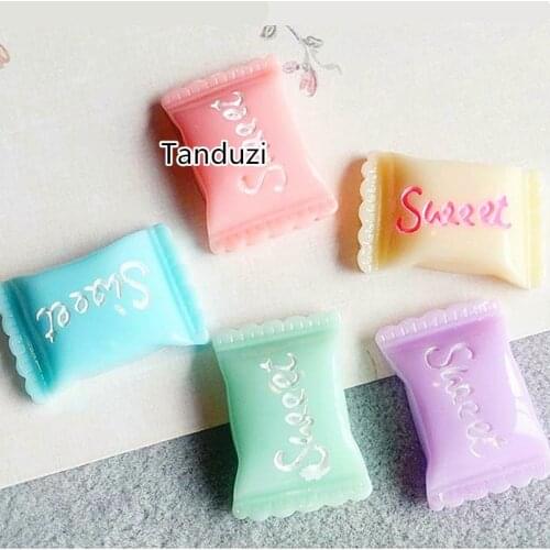 Tanduzi 20PCS Mixed Sweet Candy Resin Flat Back Miniature Candy Cabochon For Scrapbooking Diy Hair Accessory Phone Deco Decoden