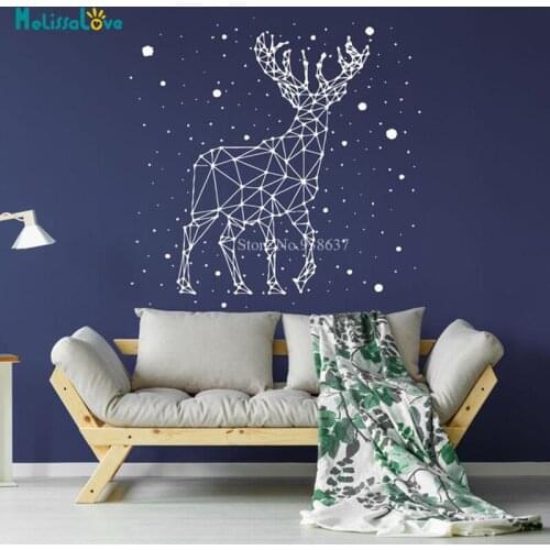 Lovely Deer Wall Sticker Elf In The Forest Home Decor Stars Constellation Decor Nursery Vinyl Nebula Murals Waterproof BB482
