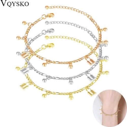 Fashion Filaments Candy Jewelry Bracelet With Lock Charm Gold Color Adjustable Stainless Steel Chain Bracelets For Girls Gift