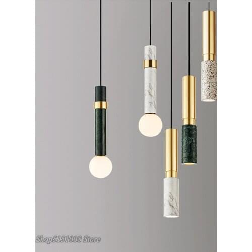 Nordic Ins Fashion Marble Pendant Lights Modern Simple Pendant Lamp Single Head Decor Fixtures Bedroom Bedside Dining Room Study