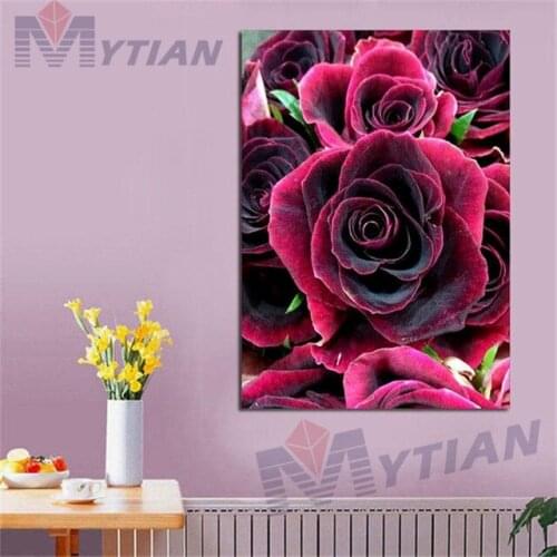 5D DIY Diamond Painting Cross Stitch Kits Red Rose Flower Icon Diamond Embroidery Mosaic Needlework Home Decoration Wall Sticker