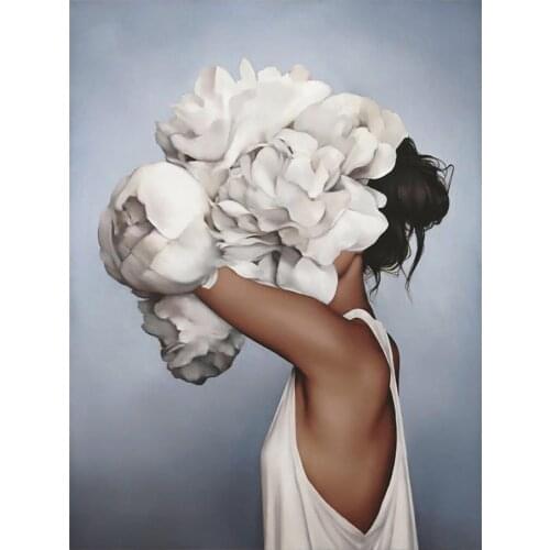 Flower Women DIY 11CT Embroidery Cross Stitch Kits Needlework Craft Set Printed Canvas Cotton Thread Home Decoration Design