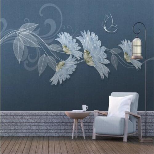 Custom Mural Wallpaper Modern Fashion Beautiful Flower Butterfly Background Wall Painting