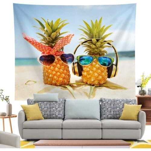 Wall Hanging Tapestry Colorful Pineapple Pattern Living Room Bed Room Party Background Valance Practical Picnic Cloth Sofa Cover