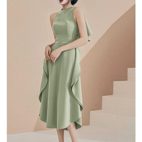 New sweat light green lady girl women princess prom banquet party ball bridesmaid dress performance gown free shipping