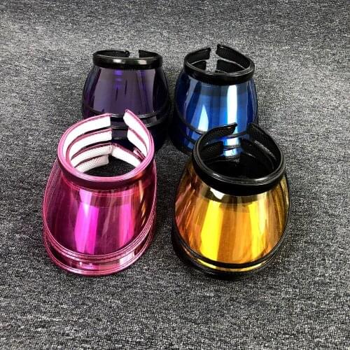 Wholesale Adult Summer PVC Plastic Gilding Sun Visor Hat Womens Outdoor UV Protection Beach Sun Shade Caps For Cycling Gorros