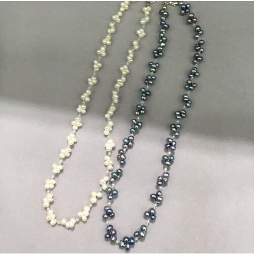 Natural fresh water pearl choker necklace 3-4MM small pearl necklace black color casual fashion women jewelry free shipping