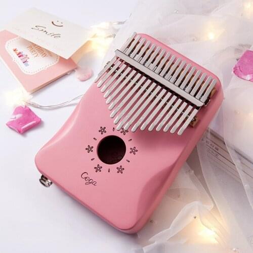 17 Key EQ Kalimba Solid Wood Mahogany Thumb Finger Piano Pink Mbira Play Musical Instruments Beginner Electric Pickup KLB42