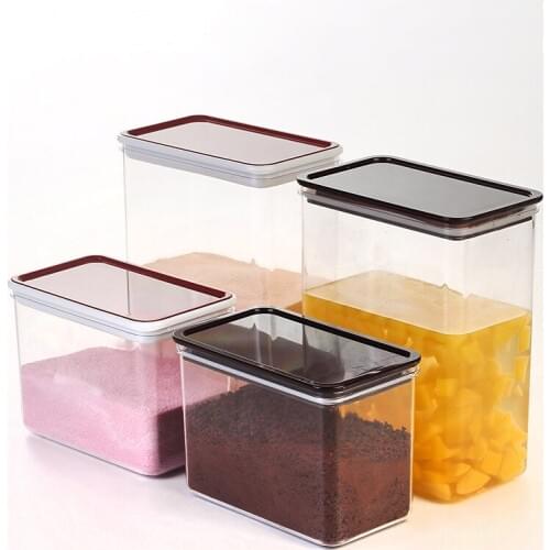 Plastic Box Storage Box Square Transparent Tank Food Container Glass Sealed Tough Powder Water-Proof Gaine Case Home Accessories
