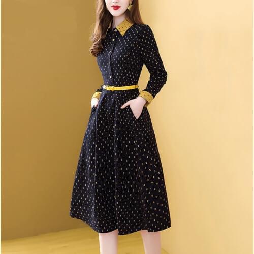 Autumn winter women dress france retro runway designer dress women long sleeve plaid print shirt dress ladies office work dress