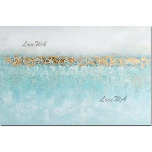 Simple Design Abstract 100% Hand Painted Blue Oil Painting Wall Art Unframed Entrance Simple Design Canvas Artwork Paintings