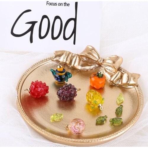 Kawaii 3D Resin Fruit Charms Ornament Accessories 30pcs DIY Jewelry Earring Floating Charm Pendant Cherry Grape Pumpkin Pendants
