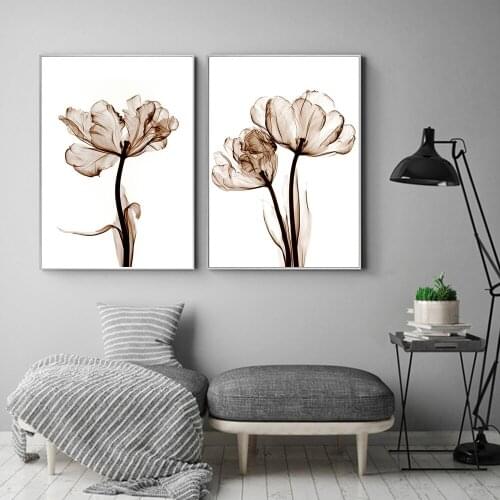 Modern Transparent Flower A4 Canvas Painting Art Print Elegant Poetry Poster Picture Home Wall Decoration Simple Wall Decor