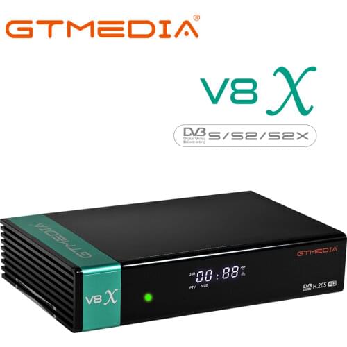 GTmedia V8X Dual Core1080P DVB-S2/S2X Satellite Receiver Upgrade Support H.265 Built-in 2.4G WiFi CA Card DRE &Biss Key Hot Sale