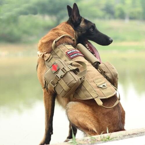 Tactical Service Dog Vest Breathable Adjustable Molle Detachable Dog Harness Metal Buckle Dog Backpack Pet Vest Harnesses