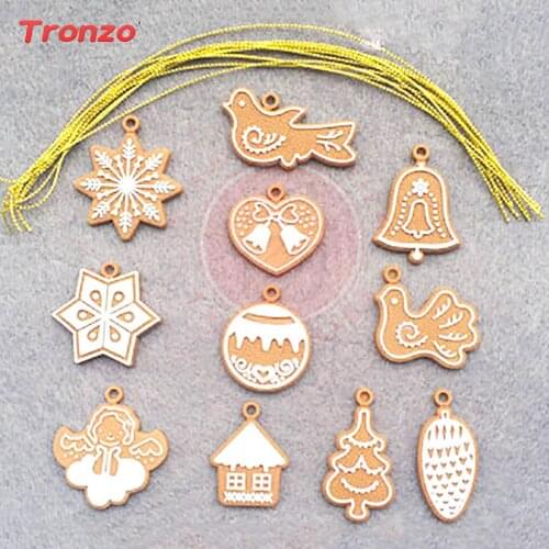 Tronzo Christmas Tree Decorations 11PCS PVC Christmas Pendant Hanging Ornaments Xmas Decor For Home 2018 New Year Party Supplies