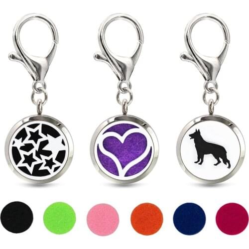 Bike Heart Key Chain Essential Oil Perfume Diffuser 30mm Magnetic Locket with Lobster Clasp Key Ring 10pcs Pads Free