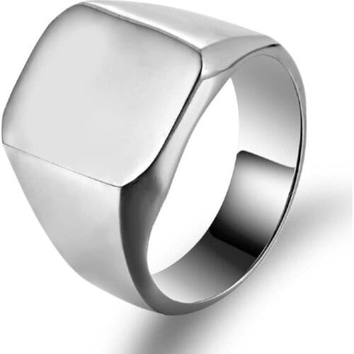 Yingwu 5pcs/lot Silver Color Stainless Steel Mens Signet Rings Family Photo Male Engagement Wedding Rings