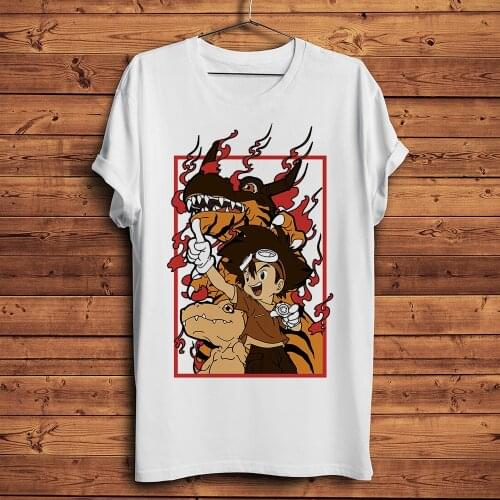 Digimo agumon greymon funny anime t shirt men new white casual tshirt homme JAPAN manga unisex streetwear t-shirt