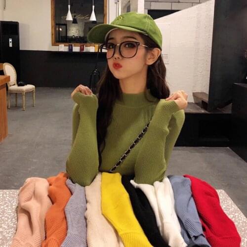 New 2021 Spring Autumn Sweater Women Casual Turtleneck Sweaters Pull Femme Bottoming Shirt Slim Long Sleeve Woman Knitted Tops
