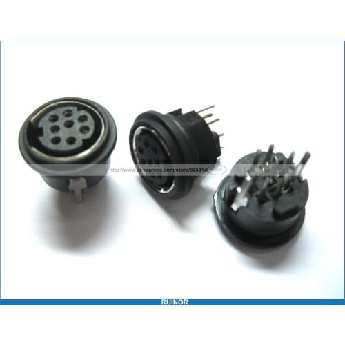 10 Pcs Mini 8 Pin Circular PCB Mount DIN Connector