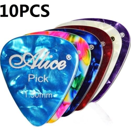 10pcs Alice Celluloid Guitar Pick Plectrum Mediator Gauge 0.46mm/0.71mm/0.96mm/1.2mm/1.5mm Random Color Guitar Parts Accessories