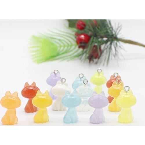 10 cute various candy color fox resin DIY mobile phone patch earrings key ring pendant necklace jewelry accessories wholesale