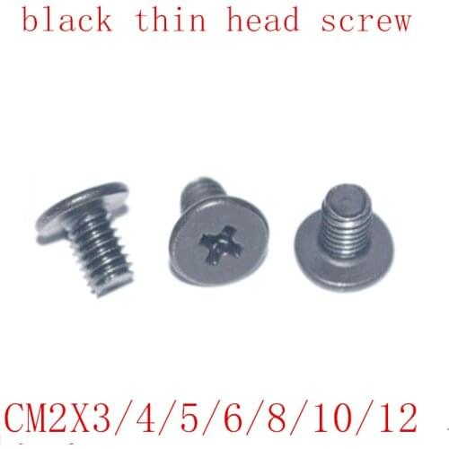 1000pcs CM type M2*3/4/5/6/8/10/12 steel with black CM low thin short head screw Large Flat Head Cross Thin Edge Flat Screw