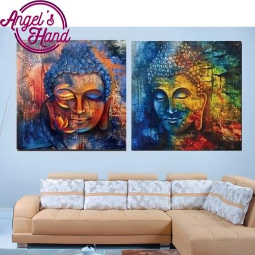 2 pcs diy 5d cross stitch needlework mosaic diamond embroidery religion Rhinestones diamond painting abstract Buddha statue