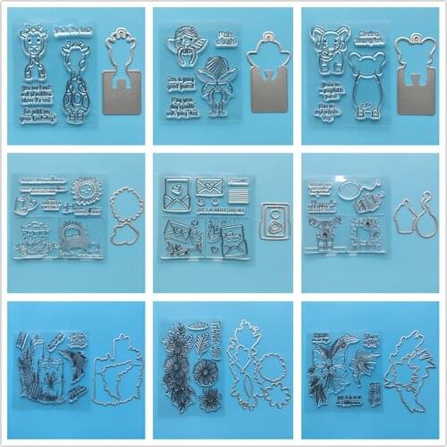 26 Styles) Christmas Animals Bookmarks Clear Stamps and Metal Cutting Dies Scrapbooking Embossing Album Seal Template Stencils