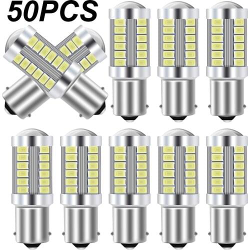 50pcs 1156 BA15S P21W 1157 P21/5W BAY15D BAU15S PY21W LED Car Tail Bulb Brake Lights Reverse Lamp Daytime Running Signal Light