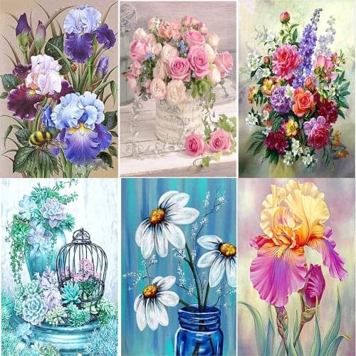 QIZITENG Diamond Embroidery 5D Diamond Painting Flower Cross Stitch Rhinestone Mosaic Full Layout Home Decoration