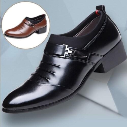 Pop black brown white men leather shoes mens pointed toe dress shoes high quality formal slip on hollow out sandals man fgb7