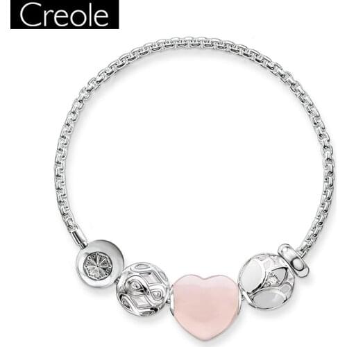 Bracelets Link Chain With Beads Heart 925 Sterling Silver Fashion Jewelry For Women Trendy Gift Europe Karma Bead Bracelet