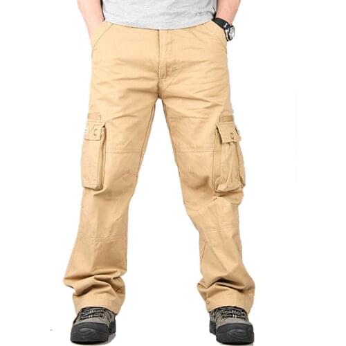 New Style Mens Casual Trousers Cotton Loose Large Size Overalls Fashion Multi-pocket Mens Trousers Streetwear